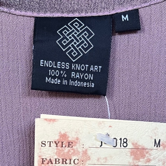 NWT Endless Knot Art Purple Asian Print Rayon Long Line Duster Cardigan Size M - Picture 8 of 11